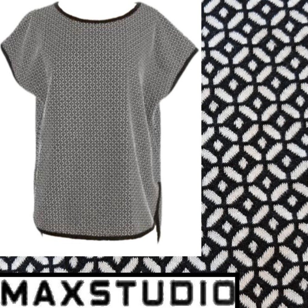 ⏰️Geometric cap sleeve blouse